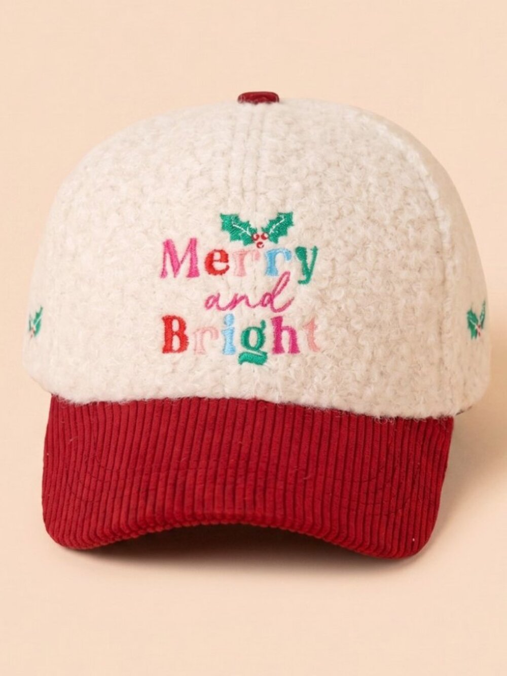 Holiday Fuzzy Corduroy Baseball Caps - Picture 7 of 9
